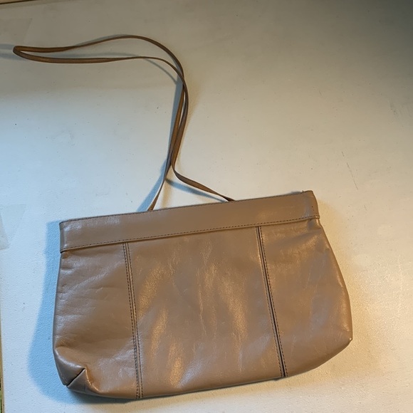 VIntage 80s Tan Genuine Leather Clutch Shoulder Bag - Picture 9 of 10